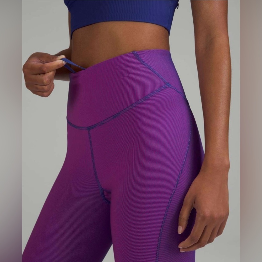 Lululemon Base Pace High-Rise Tight 25" *Two-Tone Ribbed in Psychic / Sonic Pink - Picture 1 of 8